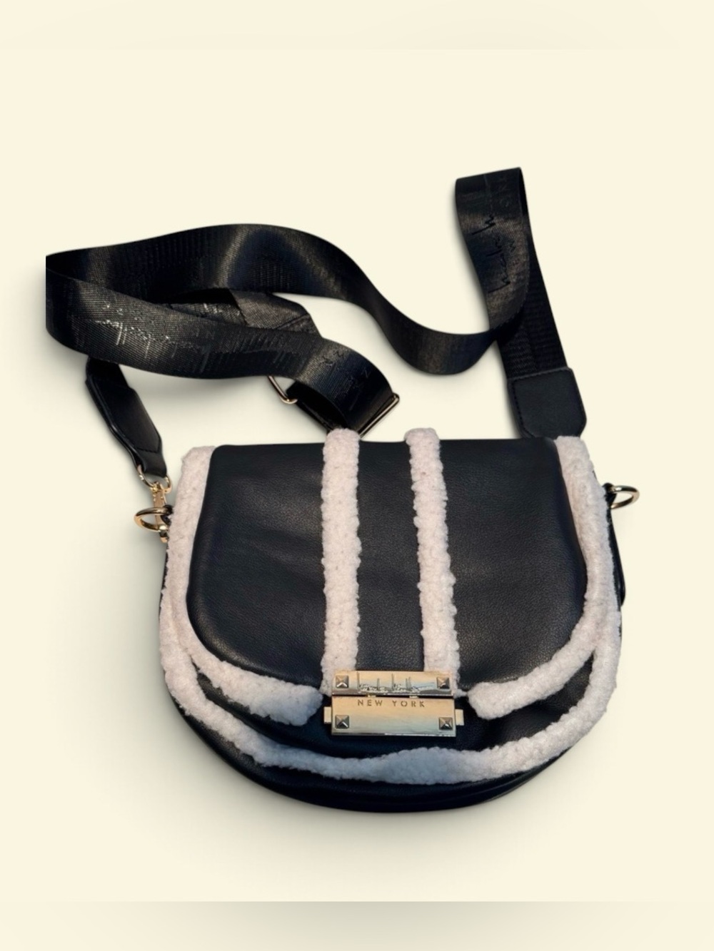 Nicole Miller Black and Cream Crossbody Bag